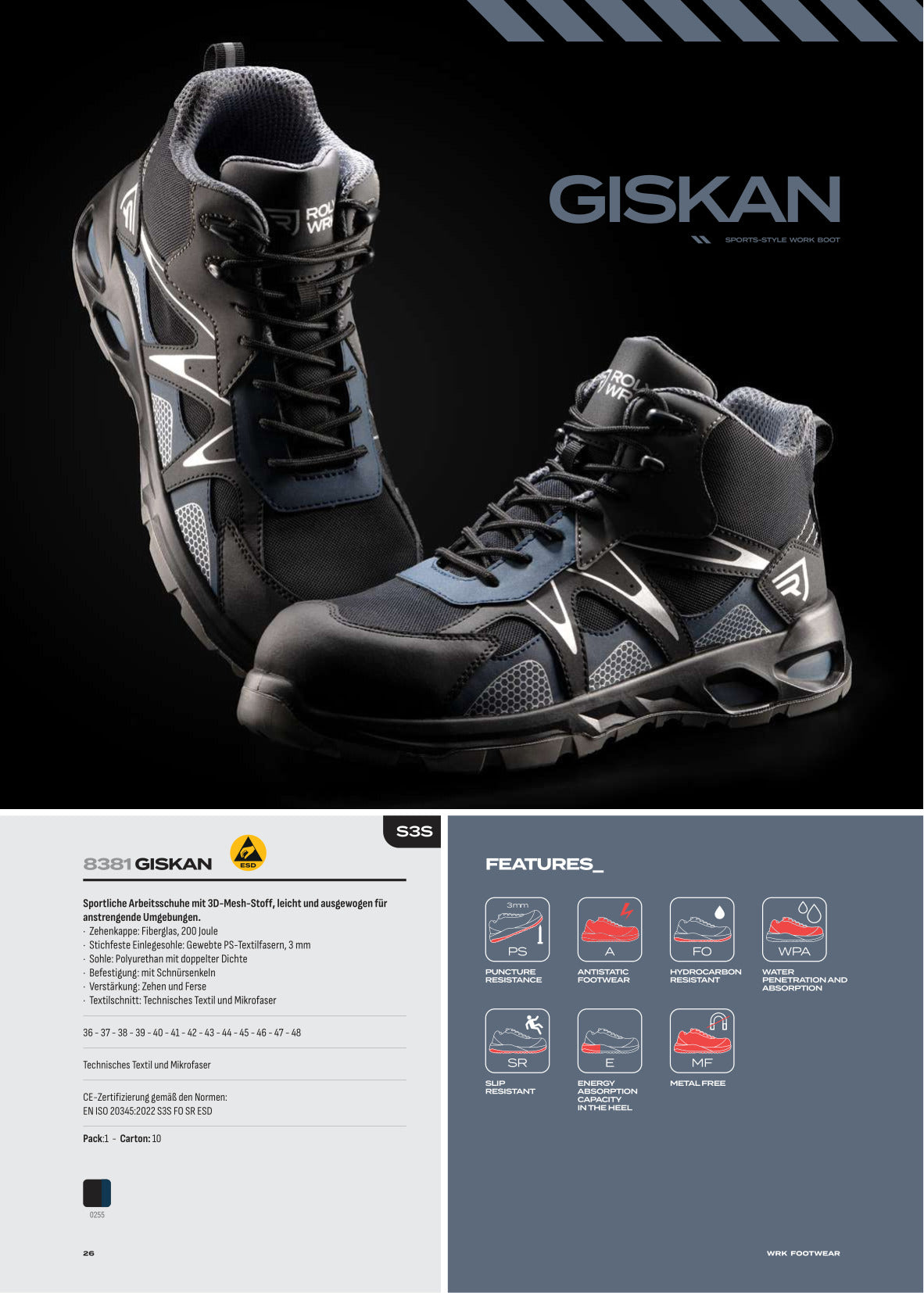 LD8381 GISKAN - Sportliche Arbeitsschuhe mit 3D-Mesh-Stoff