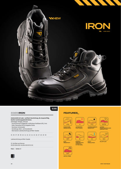 LD8389 IRON - Arbeitsstiefel mit Leder- und Mesh-Beschichtung